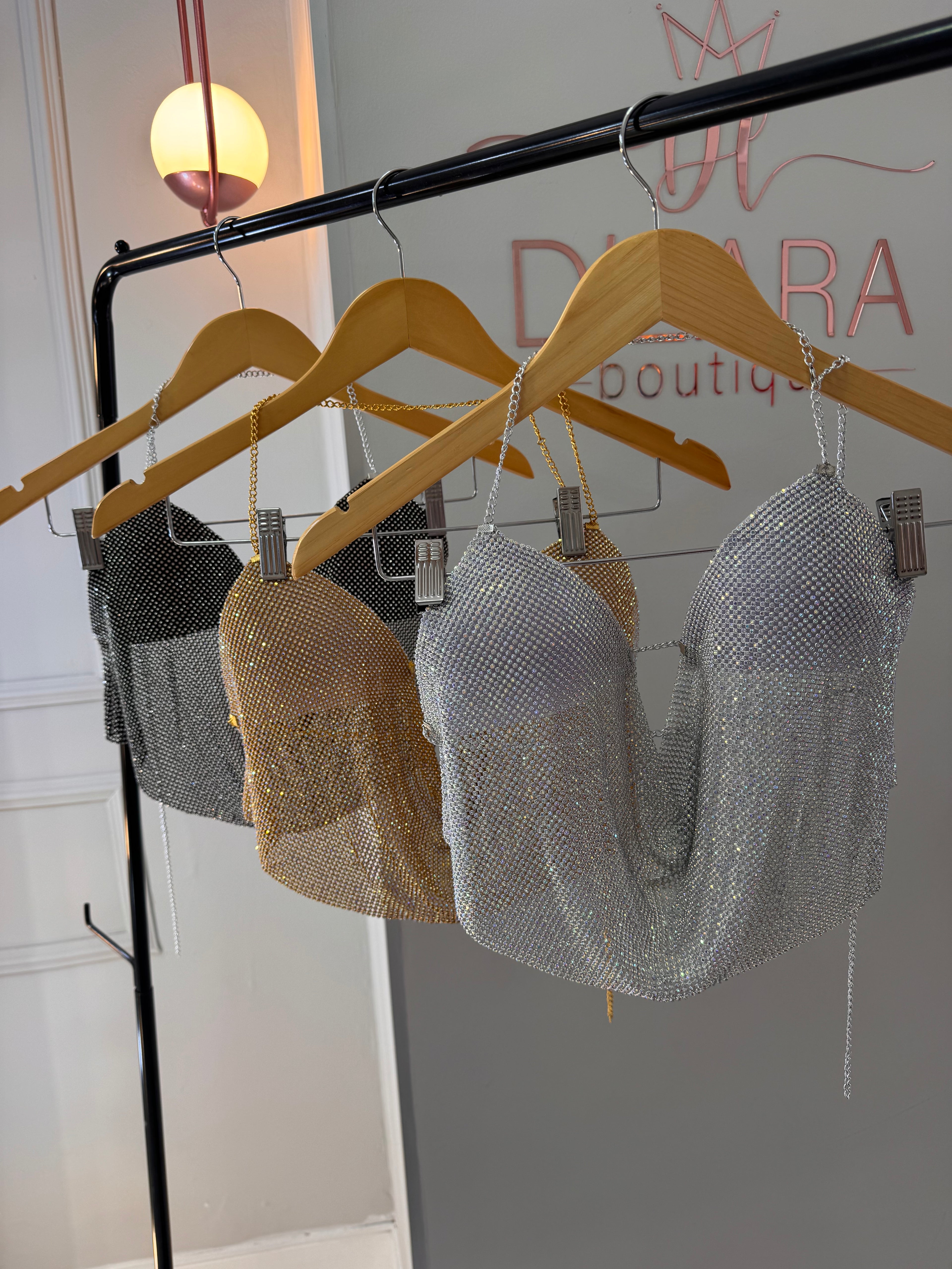 CROPPED TELA STRASS SARA