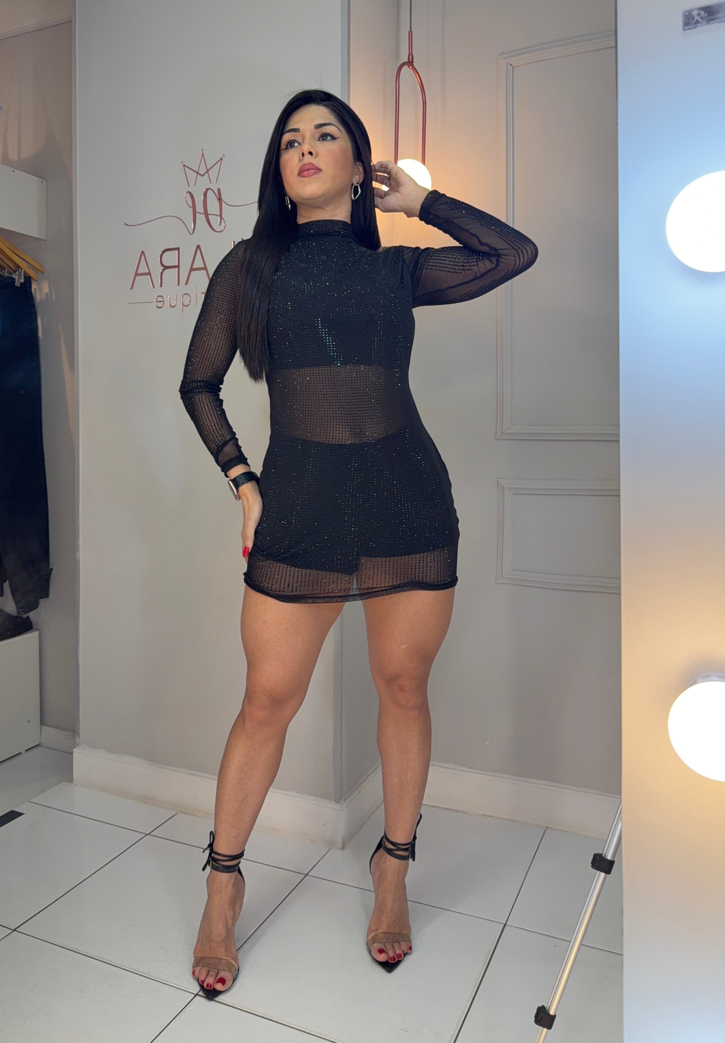 VESTIDO TULE PEDRARIAS CRISTAL PRATA