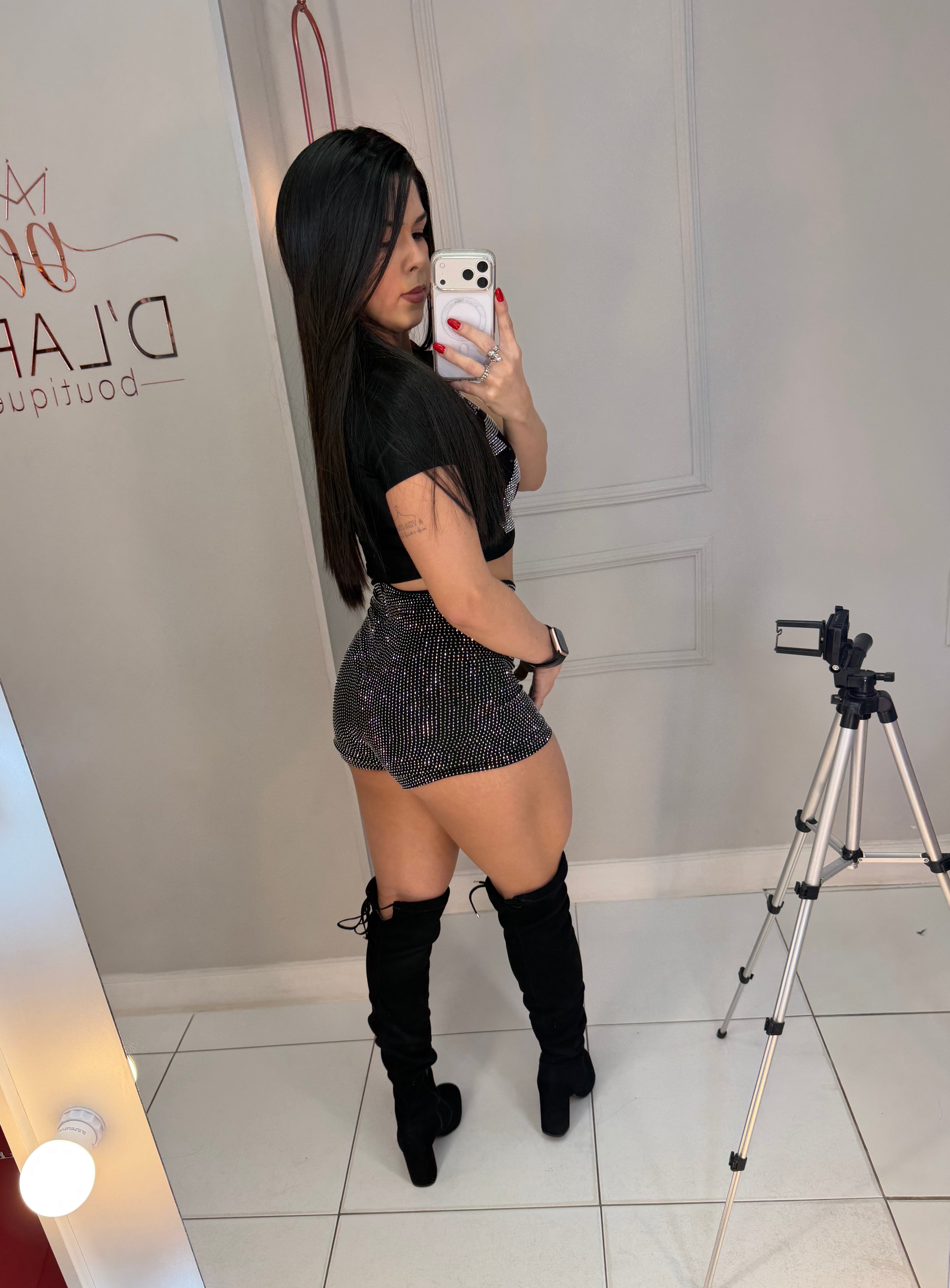 SHORT ALL PEDRARIAS CRISTAL PRATA