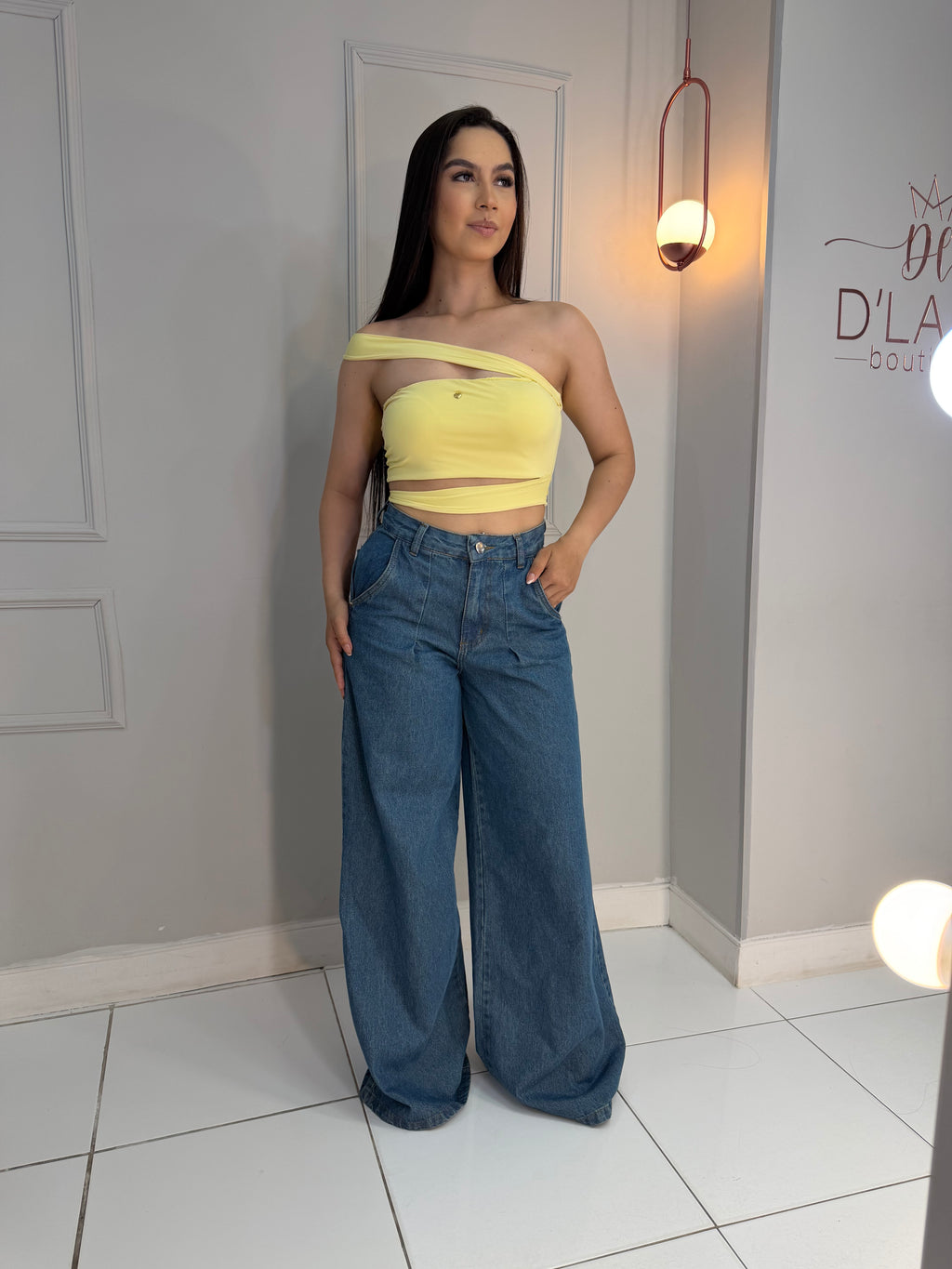 CALÇA WIDE LEG JEANS MANU