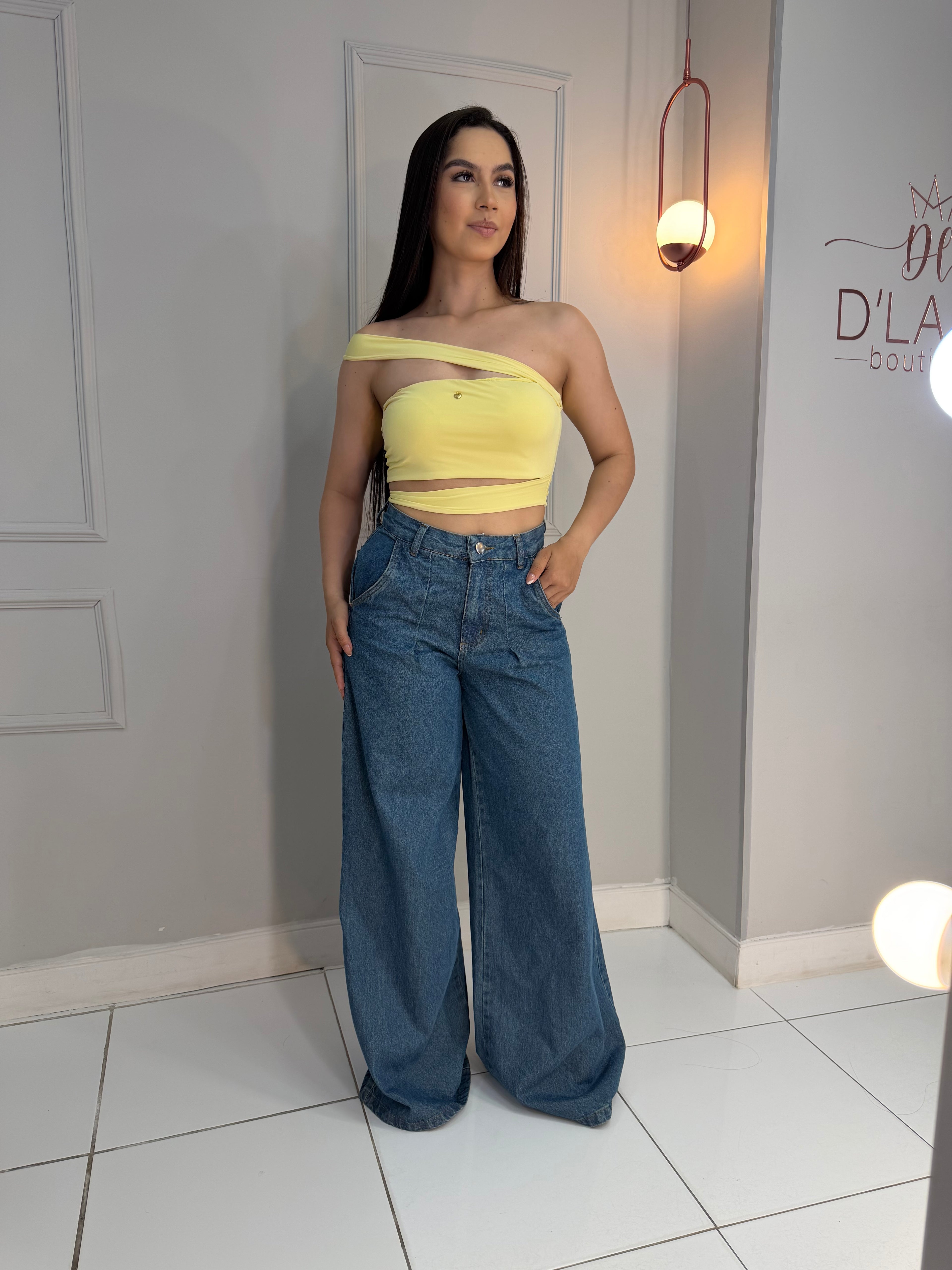 CALÇA WIDE LEG JEANS MANU