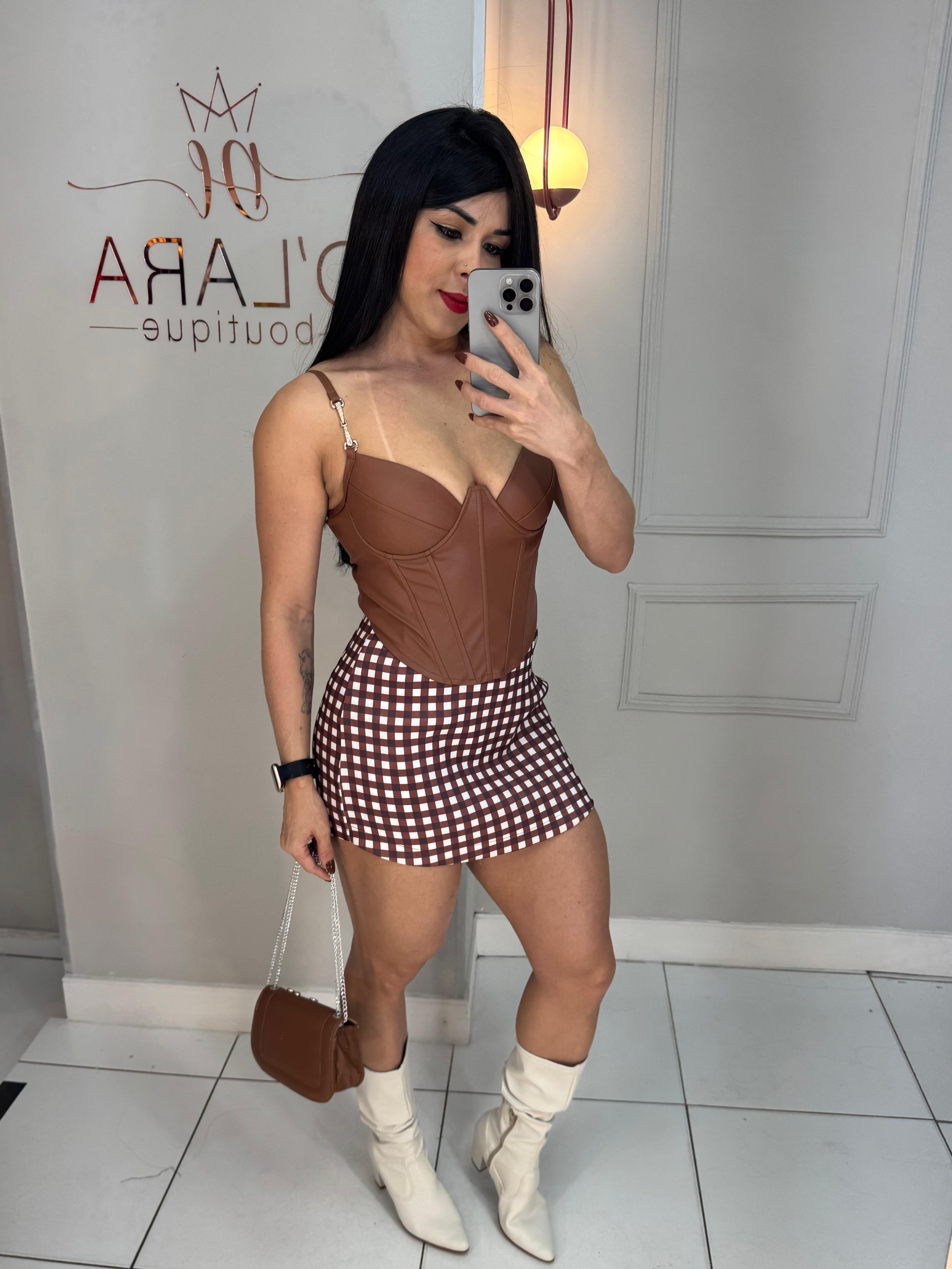 SHORT SAIA XADREZ BELA