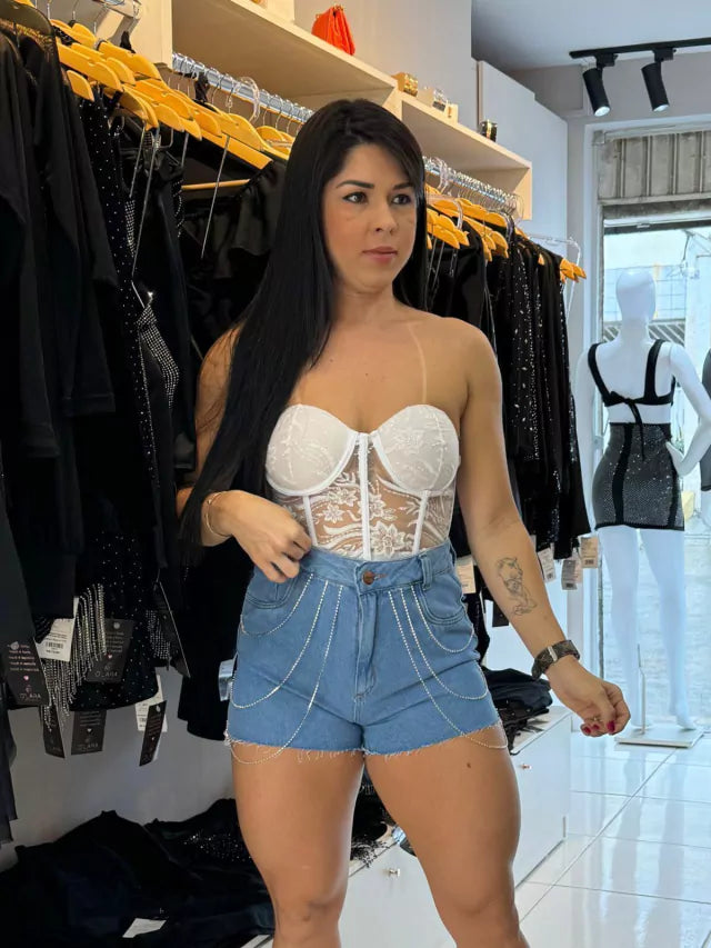 SHORT JEANS STRAS LARISSA